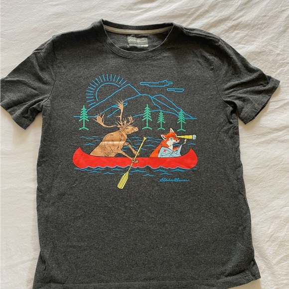 Eddie Bauer kids, 14/16 T-shirt, Fox and Moose Rowing - Picture 2 of 2